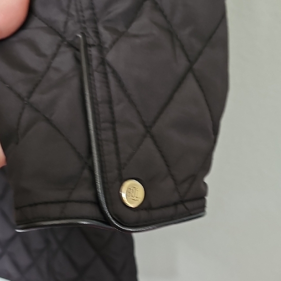 Lauren Ralph Lauren Black Quilted jacket with faux leather trim Medium - Picture 12 of 16